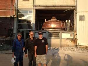 Head brewer/distiller Yuseff Cherney (far right) with the brewhouse in Germany