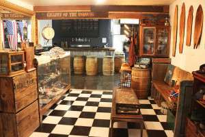 A lounge of antiquities precedes Kensington Brewing's tasting room